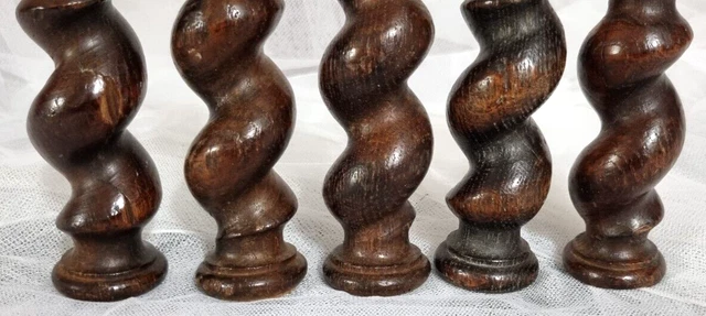5 Barley twist turned spindle Column Antique french architectural salvage 4.8 in 10