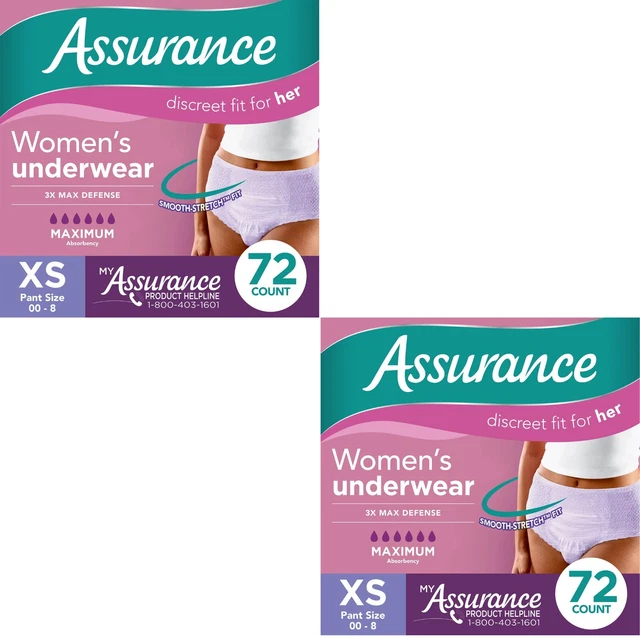 144 COUNT ASSURANCE Women's Incontinence Underwear Maximum Absorbency