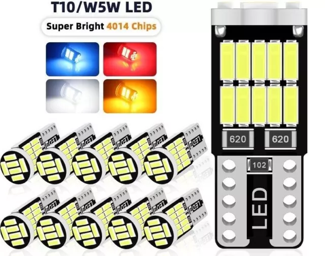 50Pcs Ampoule LED T10 W5W Canbus Voiture Veilleuse Éclairage Clignotant Latéraux