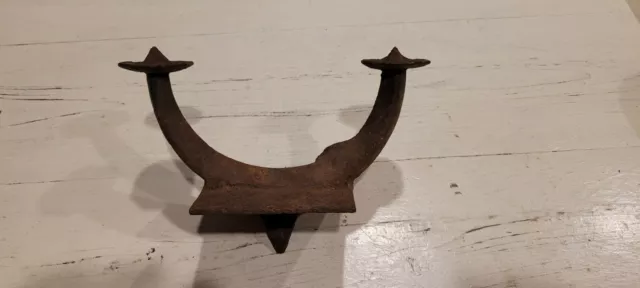 Vtg Cast Iron Large Bracket Bridal Tack Harness Hook Hanger Hand Wrought Salvage