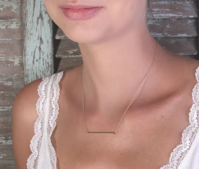 Bar Necklace Pendant 14k Gold Filled MINIMALIST Jewelry Women Fashion Trendy