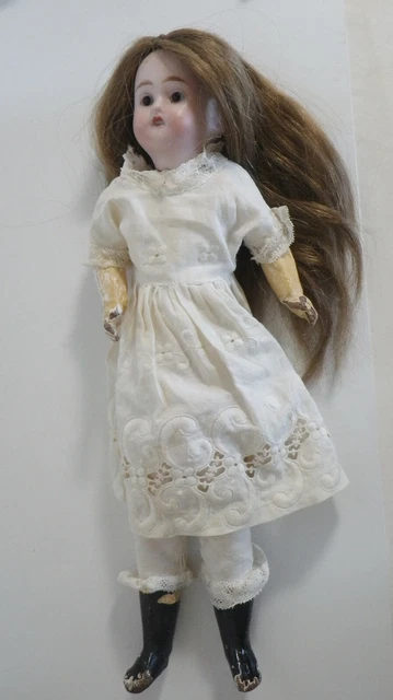 ANCIENNE POUPÉE TÊTE en biscuit limoges 56 cm habits d'origine. EUR 239