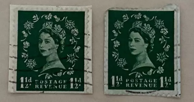 2 x Queen Elizabeth II 1.5d Green Stamps REF00008