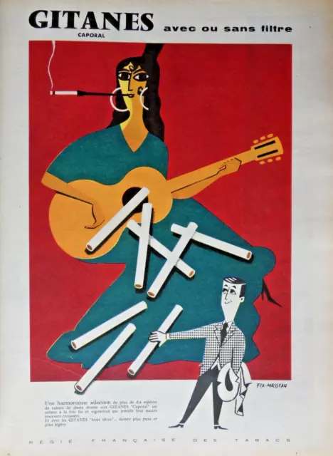 Publicité De Presse 1957 Cigarettes Gitanes Avec Ou Sans Filtre - Fix Masseau