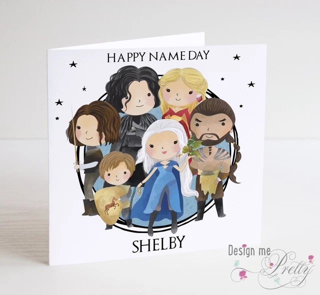 House Targaryen Nameday Card – Game Of Thrones, Daenerys, Khaleesi, Black Folded Greeting Card