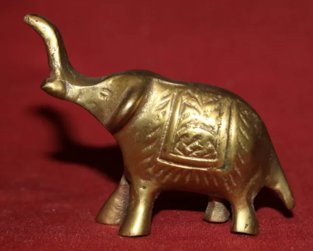 Vintage Hand Crafted Small Brass Elephant Figurine