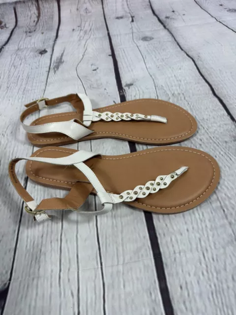 NEW LOOK WOMEN'S Wide Fit Off White Leather Stud Twist Sandals