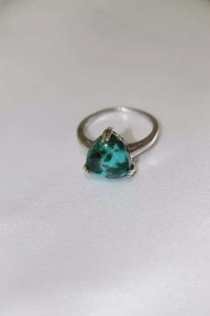 Turquoise Sterling Silver 925 Solitaire Ring Hallmarked Size R Triangle