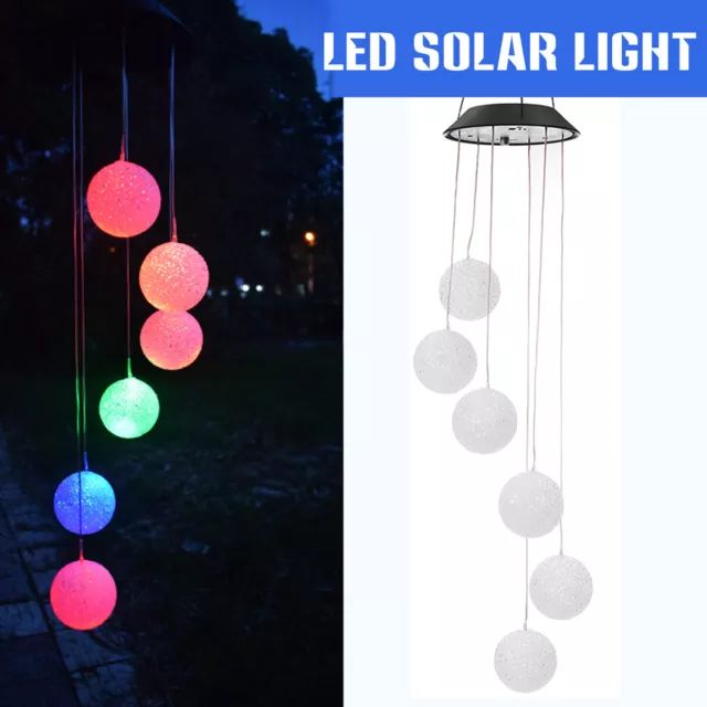 LED Solar Windspiel Solarleuchte Farbwechsel Solarlampe mit 6 Kugeln Garten Dek