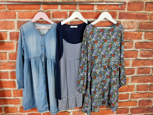 Girls Bundle Age 8-9 Years Next M&Co Long Sleeve Dress Set Denim Floral 134Cm