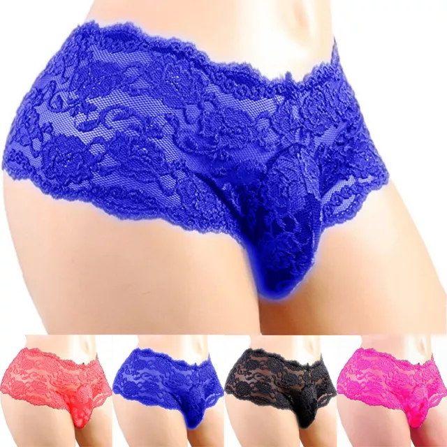 Sexy/Sissy Men Lace Briefs Underwear Thong G-string Boxer Pouch Panties Lingerie