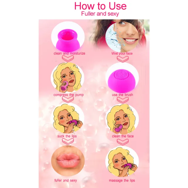 (Pink) Lip Plumper Device Beauty Mund Schnell Gesicht Reinigen Massage Sili