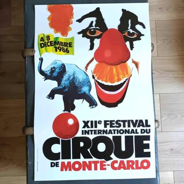 Authentique AFFICHE poster MONACO Festival CIRQUE MONTE CARLO 1986 60X40 vintage