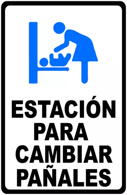 Spanish Baby Changing Station Sign. Size Options