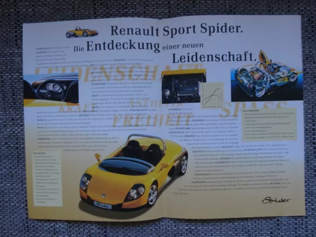 Renault Sport Spider Prospekt Poster 1996 Brochure Deutsch German