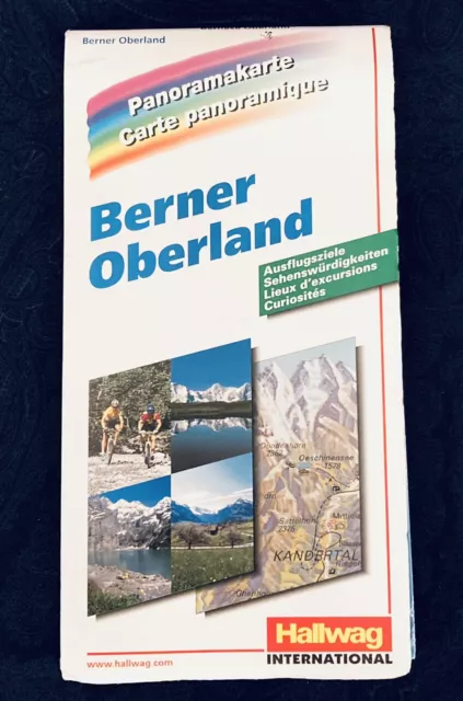 Vintage 1987 Berner Overland Panoramic Map Large Fold Out Hallwag