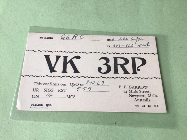 Vintage QSL Radio communication card  Australia 1947  Ref 53120