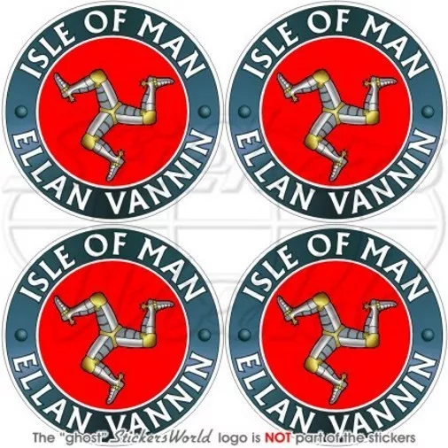 ÎLE DE MAN, ISLE of MAN ELLAN VANNIN TT Races Vinyle Sticker Autocollant 50mm x4