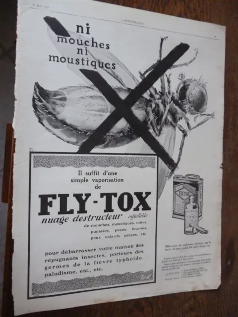 FLY TOX + Roland PILAIN + PIANOLA THE AEOLIAN publicité papier ILLUSTRATION 1927