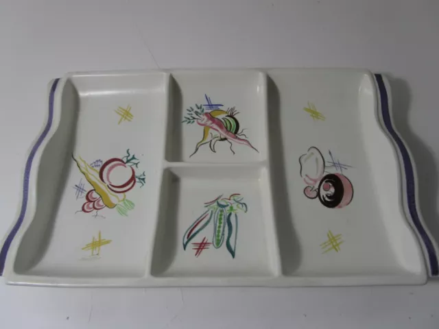 Poole Pottery Hand Painted Divided 4 Section Vegetable Serving Dish