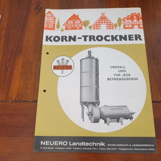 NEUERO Korntrockner 1975 Schlepper Traktor Prospekt Landmaschine b
