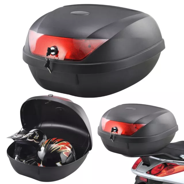 52L 2 Helmet Motorcycle Top Back Box Luggage Storage Motorbike Moped Universal