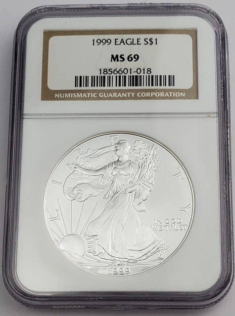 1999 American Silver Eagle $1 ASE 1 Oz .999 Fine Silver Coin NGC MS 69 g278