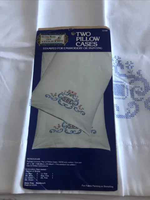 Betsy Ross Own Needlecraft for Embroidery/Painting Roses 12108 Two Pillow Cases
