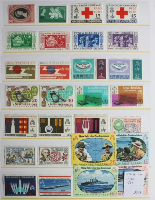 New Hebrides – 1953 to 1968 – 12 Sets – All Mint (R1)