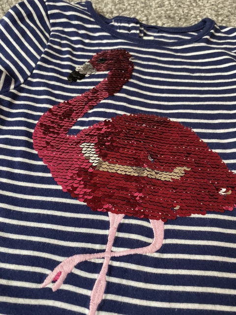 Jojo Maman Bebe Sequin Flamingo Girls Summer T-shirt - Sz 3 Years