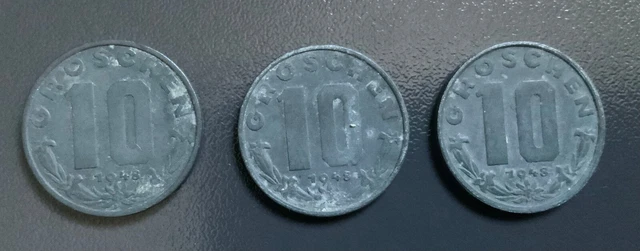 AUSTRIA - OSTERREICH  - 3 monete 10 GROSCHEN anno 1948