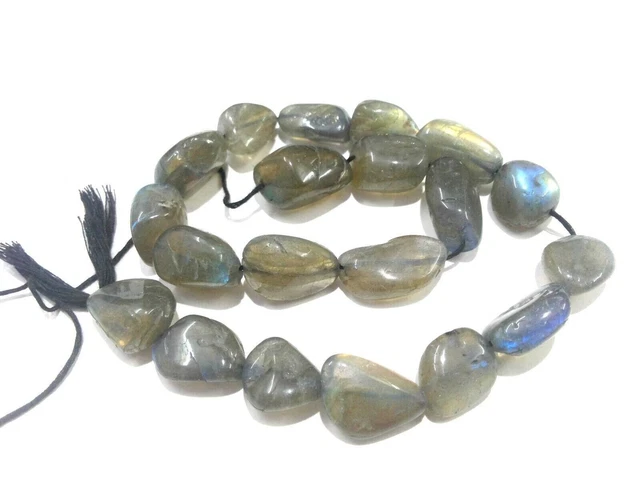 Labradorite 11x15-15x21mm Nugget Smooth Tumble Gemstone Beads 1 Strand 14"Inch 3
