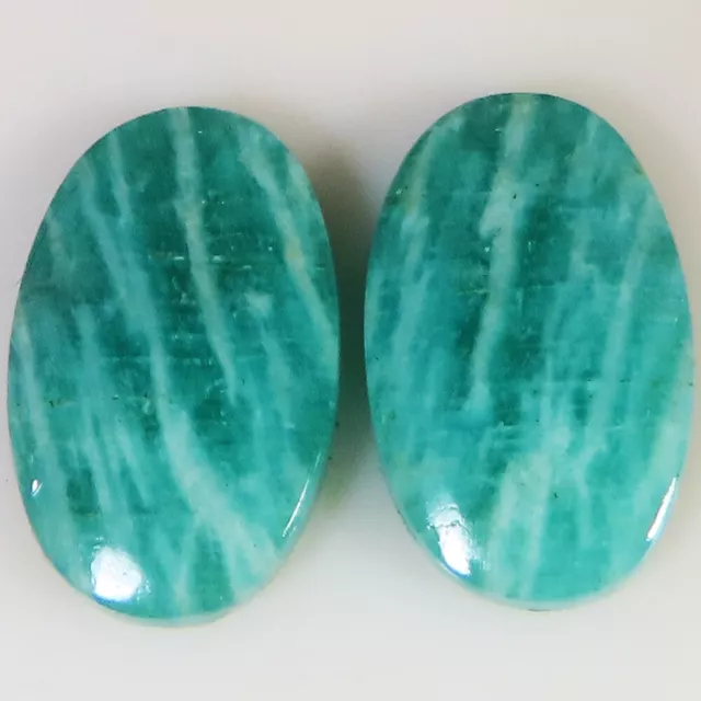 16.30 CT Naturel Amazonite Paire Gemme, Ovale Cabochon (12x18x3 MM) Dp _305