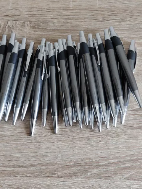 25 Metal Pens ball point pens Graphite Grey with Silver trim & clip Black ink