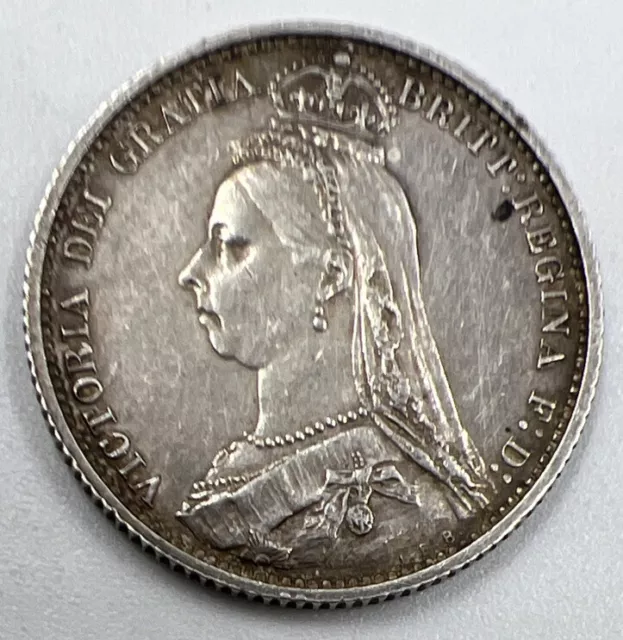 1887 Victoria Sixpence | British Silver Coin | Very Fine Grade | x919