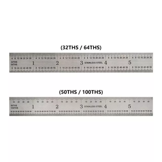 6-Inch Precision 16R Rigid Stainless-Steel Ruler - (1/50", 1/100", 1/32", 1/64")
