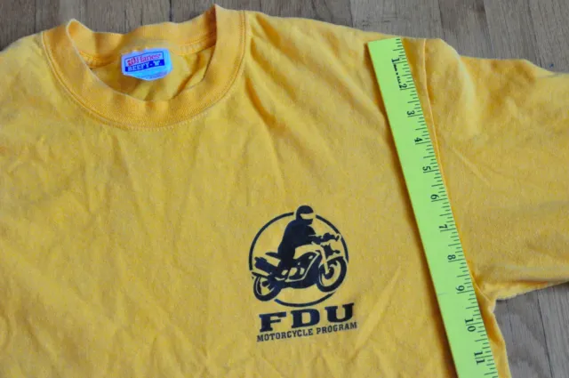 Vintage Hanes Beefy Yellow Long Sleeve T Shirt Medium FDU MotorCycle Program