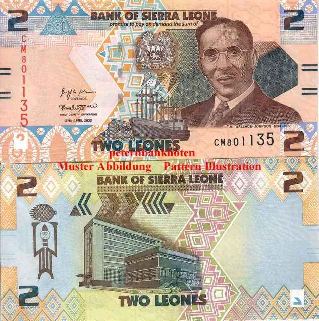 SIERRA  LEONE 2 Leones 2022 Unc  P NEW  670# Kassenfrisch..