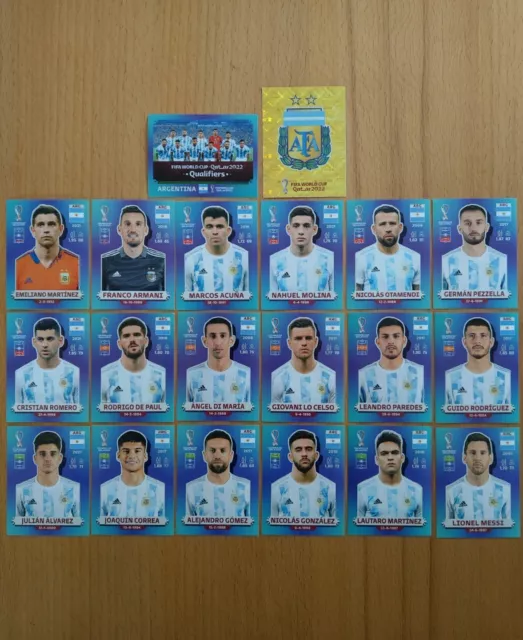 Panini FIFA WM 2022 Qatar: 20 Sticker ARGENTINIEN komplett mit Lionel Messi