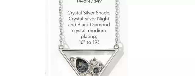 Touchstone Crystal by Swarovski HIGH POINT Necklace  Silver Black Rhodium Plated