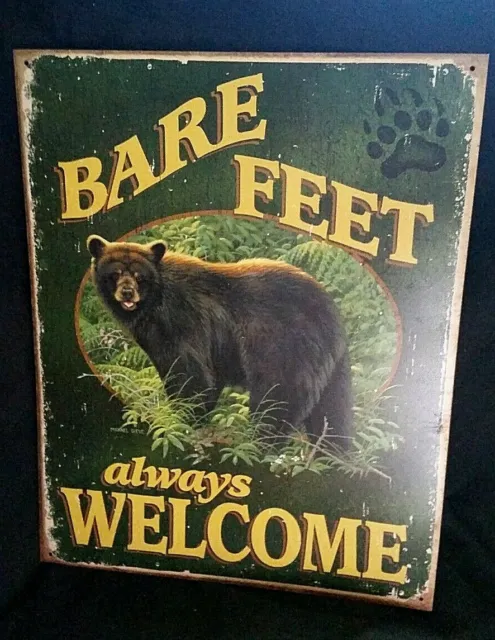 Bare Feet Always Welcome Tin Plaque Michael Sieve Wild Wings