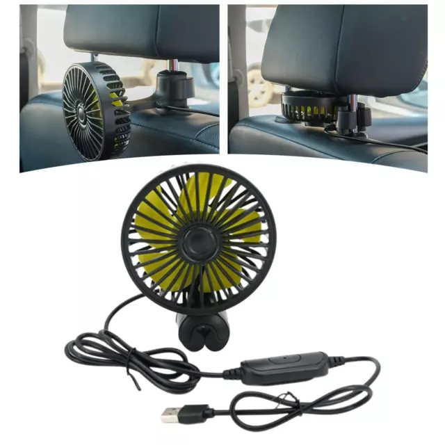 Ventilateur d'appui-tête pliable à 3 vitesses pour siège arrière de voiture