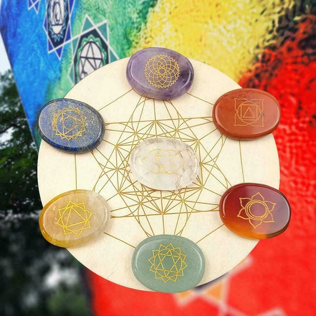 7X Chakra Stones Crystal Reiki Healing Energy Palm Natural Quartz Gemstone