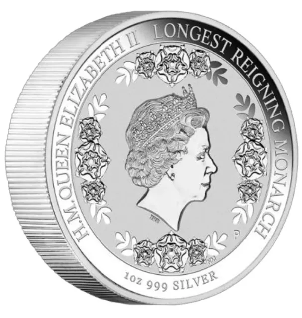 The Longest Reigning Monarch Queen Elizabeth II 2015 1oz Silver Intaglio Coin