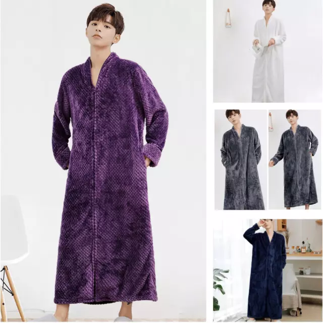 Flanelle Polaire Corail Hommes Fermeture Peignoir Pyjama Robe de Chambre Salon