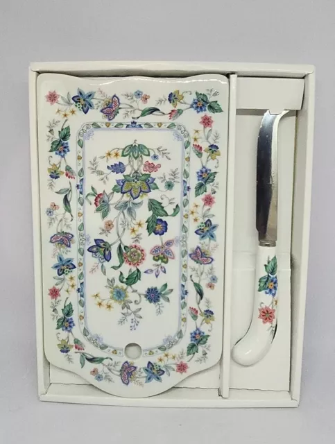 Andrea of Sadec Cheese Plate and Knife Set VTG New Old Stock Flower Pattern.