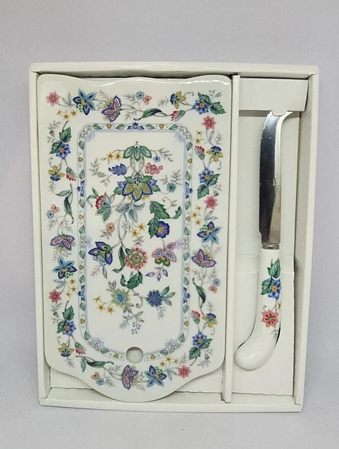 Andrea of Sadec Cheese Plate and Knife Set VTG New Old Stock Flower Pattern.
