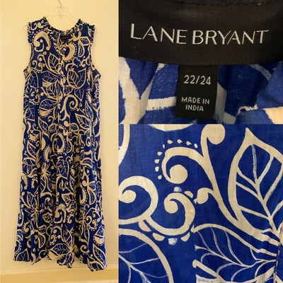 Lane Bryant Maxi Tiered dress Sleeveless Women 22 Cotton Blue