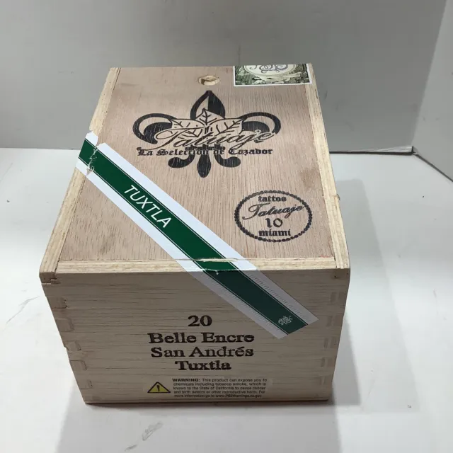 Tatuaje San Andres Belle Encre Txtla Empty Wood Cigar Box 6" x 4.25" x 3.5" Exc