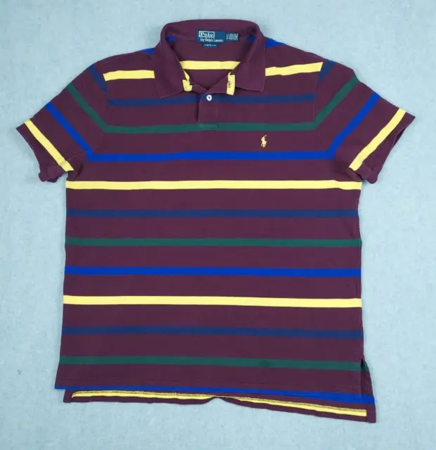 Vintage Polo Ralph Lauren Polo Shirt Mens XXL Multicolor Stripe USA Made Mariana